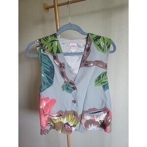 REMINISCENCE by Stewart Richer Vintage 1970s-80s Women’s Waistcoat S Floral Vest